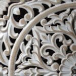 Vintage Carved Wood 4-Door Cabinet with Metal Base - Light Finish - Image 10