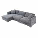 Chenille L-Shaped Sectional Sofa with Oversized Chaise and 2 Pillows - Multiple Colors - Image 11