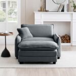 Comfort & Style: Grey Corduroy Lounge Sofa for Modern Living - Image 2