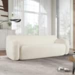 Polyester Curved Minimalist Sofa 3-Seater - Cream - Image 2