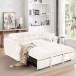 Velvet 3-in-1 Foldable Sofa Bed with Adjustable Back and Storage - Beige
