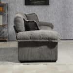 Chenille Loveseat with Memory Foam Cushions and 2 Throw Pillows - Grey - Image 4