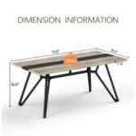 Gray MDF Rectangular Dining Table with Adjustable Legs - Seats 8 - Image 6