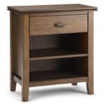 Rustic Natural Aged Brown Bedside Table with Open Storage