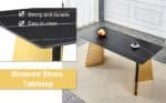 Black Marble-Patterned Rectangular Dining Table with Golden Stainless Steel Butterfly Legs - Image 11