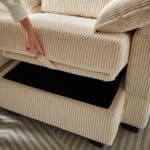 Corduroy U-Shaped Modular Sofa with Storage Ottoman and Convertible Sleeper - Gray - Image 2