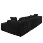 Striped Corduroy U-Shaped Sectional Sofa with Reversible Design - Black - Image 9