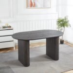 MDF Rectangular Dining Table with Metal Legs - Natural Finish