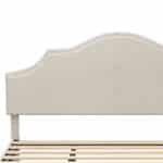 ⁦Upholstered Platform Bed with Adjustable Headboard - Queen - Beige⁩ - الصورة ⁦10⁩