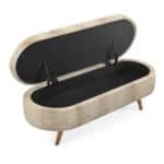 Fabric Oval Storage Ottoman with Rubber Wood Legs - Gray - Image 9