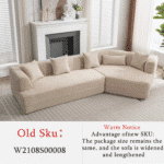 Boucle Fabric Modular Sofa with 4 Pillows - Brown - Image 2