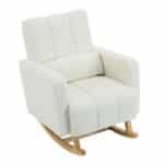 Teddy Velvet Rocking Chair with Pillow - Cream White - Image 11