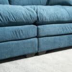 Chenille Loveseat with Memory Foam Cushions and 2 Throw Pillows - Blue - Image 9