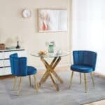 Velvet Dining Chair Set with Ergonomic Design - Blue - Image 8