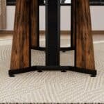 Rustic Brown Rectangular Dining Table with Waterproof Surface for 8 People - Black - Image 10