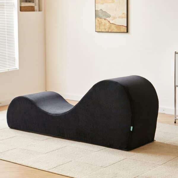 Ergonomic Chaise Lounge Chair with High-Density Foam Core - Black