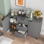 Wooden Sideboard Buffet Cabinet with Ample Storage and 3 Drawers - Gray - Image 8