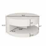 ⁦White Round Coffee Table with Hidden Storage Shelf - Modern Vertical Stripe Design⁩ - الصورة ⁦4⁩