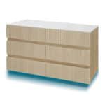 Fluted Modern Double Dresser with LED Lighting and Drawer Organizer - Natural with Marble Pattern - Image 11