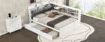 Wood Platform Bed with Trundle and Storage Headboard - White - Image 11