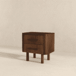 Walnut Mid Century Modern Nightstand with 2 Drawers - Brown - Image 9