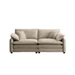 Tan Corduroy 2-Seater Sofa with 4 Pillows - Deep Seating - Image 4