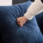 ⁦Chenille Curved Loveseat with 3 Pillows - Blue⁩ - الصورة ⁦10⁩