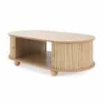 Natural Wood Oval Side Table with Storage - Rustic Charm - Image 11