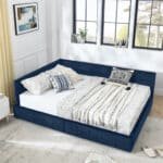 Luxurious Dark Blue Velvet Bed Frame with Storage & Tufted Design - Image 8