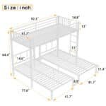 White Metal Triple Bunk Bed - Space-Saving & Durable for Kids & Guests - Image 4