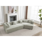 Boucle Fabric Modular Sofa with Combination Design and 3-Seater Capacity - Green - Image 5