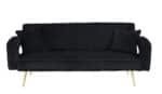 Black Corduroy Straight-Row Sofa with Adjustable Backrest and Cup Holders - 3-Seater - Image 6