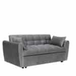 Velvet 3-in-1 Foldable Sofa Bed with Adjustable Back and Storage - Dark Grey - Image 9