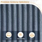 Corduroy L-Shaped Sofa with USB Ports and Hidden Storage - 4-Seater - Blue - Image 4