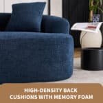 ⁦Chenille Curved Loveseat with 3 Pillows - Blue⁩ - الصورة ⁦5⁩