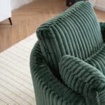 Plush Corduroy Round Barrel Accent Chair with 360° Swivel and 4 Pillows - Green - Image 11