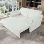 Chenille Convertible Sofa Bed with Side Storage - Beige - Image 5