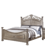 Antique Silver Traditional Bed Frame with Crafted Design - California King - Image 7