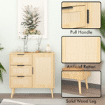Rattan Wood Storage Cabinet with Drawer and Shelf Combo - Natural - Image 6