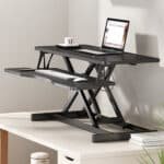 Ergonomic Height Adjustable Desk Converter with Wide Keyboard Tray - Black - Image 6