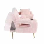 Black Corduroy Straight-Row Sofa with Adjustable Backrest and Cup Holders - 3-Seater - Image 41