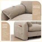 Chenille U-Shape Modular Sofa with USB Charger and Movable Ottoman - Striped - Image 17