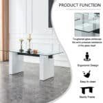 Mid-Century Rectangular Dining Table with Patterned Top - Natural Wood - Image 10