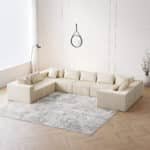⁦Corduroy L-Shaped Modular Sofa Set with Minimalist Design - Beige⁩ - الصورة ⁦32⁩