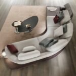 Curved Fabric Sectional Sofa with Customizable Design - Multi-Color