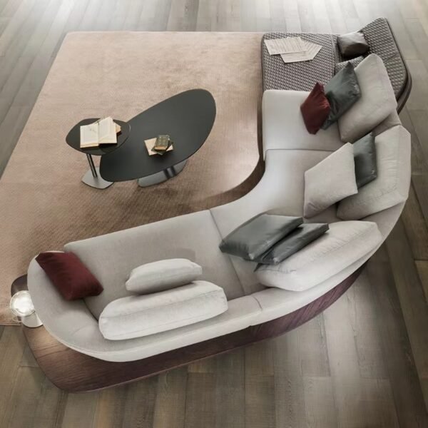 Curved Fabric Sectional Sofa with Customizable Design - Multi-Color