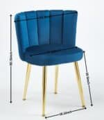 Velvet Dining Chair Set with Ergonomic Design - Blue - Image 11