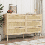 ⁦Rattan Chest of Drawers with Fluted Panels and Anti-Tipping Design - Natural⁩ - الصورة ⁦5⁩