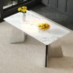 Pandora-Patterned Sintered Stone Dining Table with Stainless Steel Butterfly Legs - Elegant
