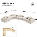 Boucle Fabric Modular U-Shaped Sofa with Versatile Configuration - 6-8 Seater - Cream - Image 2